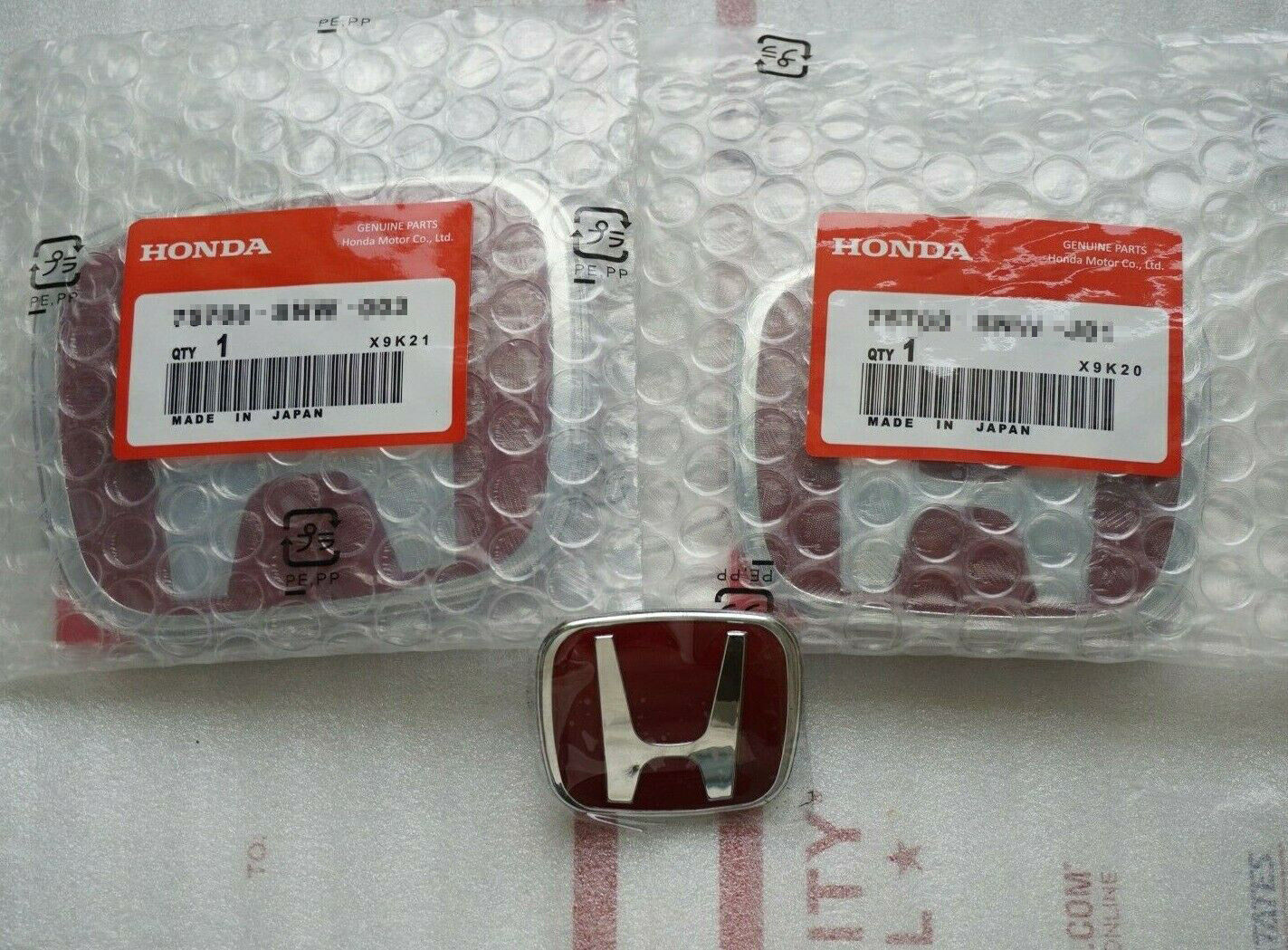 NEW Front + Rear +Steeriing Red JDM Emblem For CIVIC 4DR SEDAN 2016 -- 2020