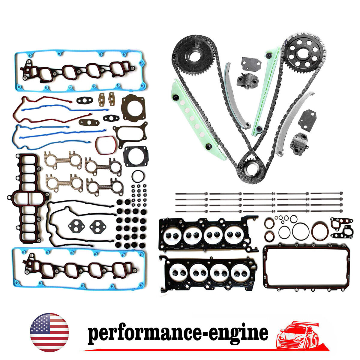 Head Gasket Bolts Timing Chain Kit for 2002-2010 Ford F150 Crown Victoria 4.6L
