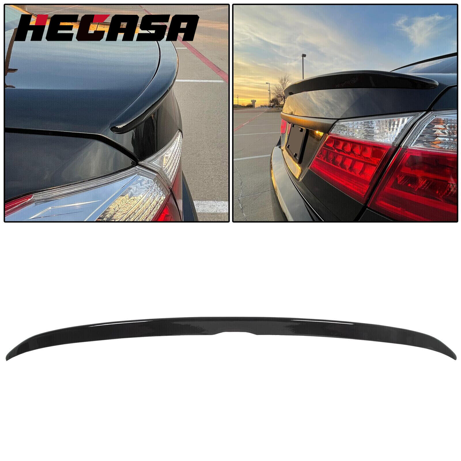 HECASA For 2013-2017 Honda Accord 4DR Sedan Glossy Black Trunk Spoiler Lid Wing