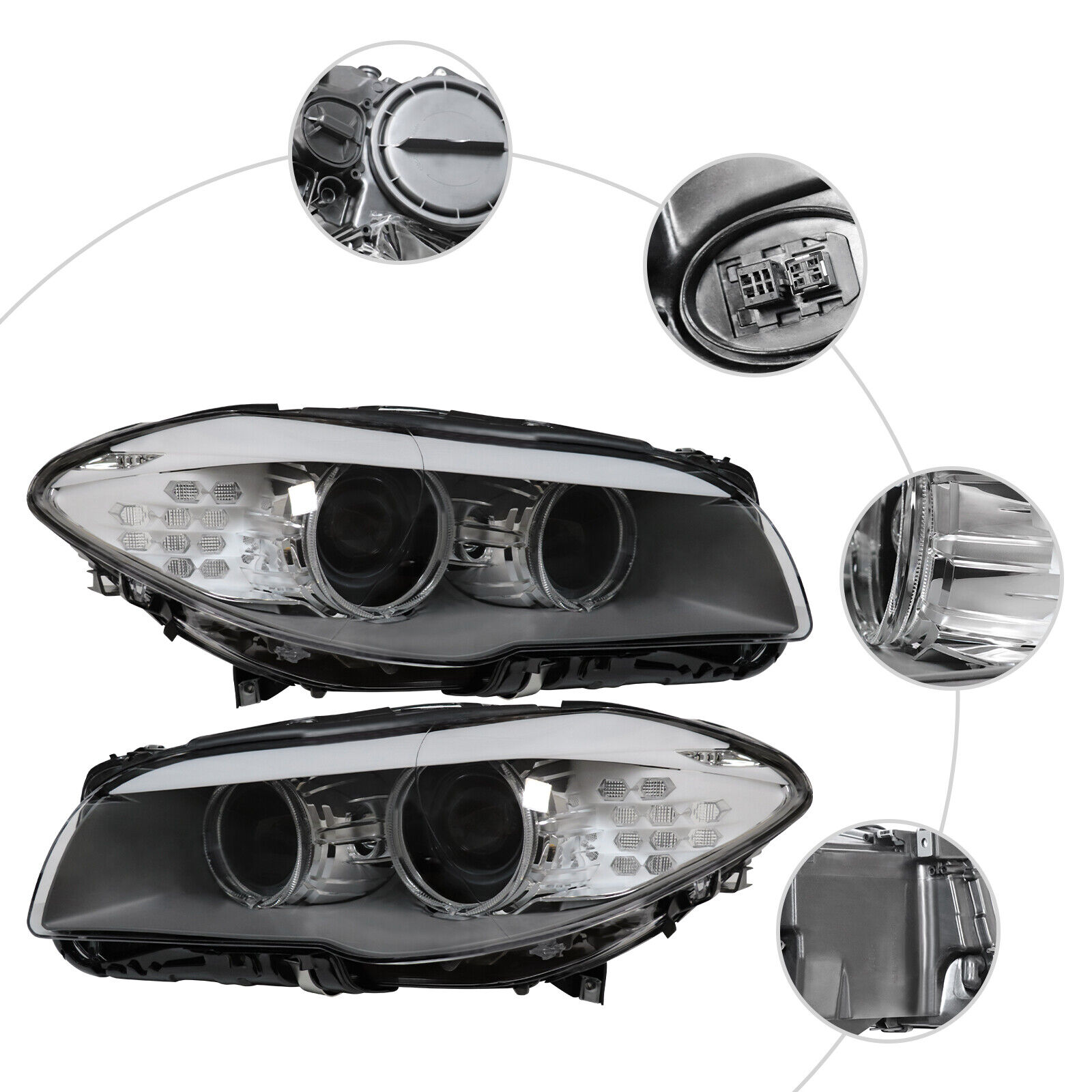 For BMW 5 Series F10 528i 2011-2013 Xenon Headlight HID Headlamp Left+Right Side