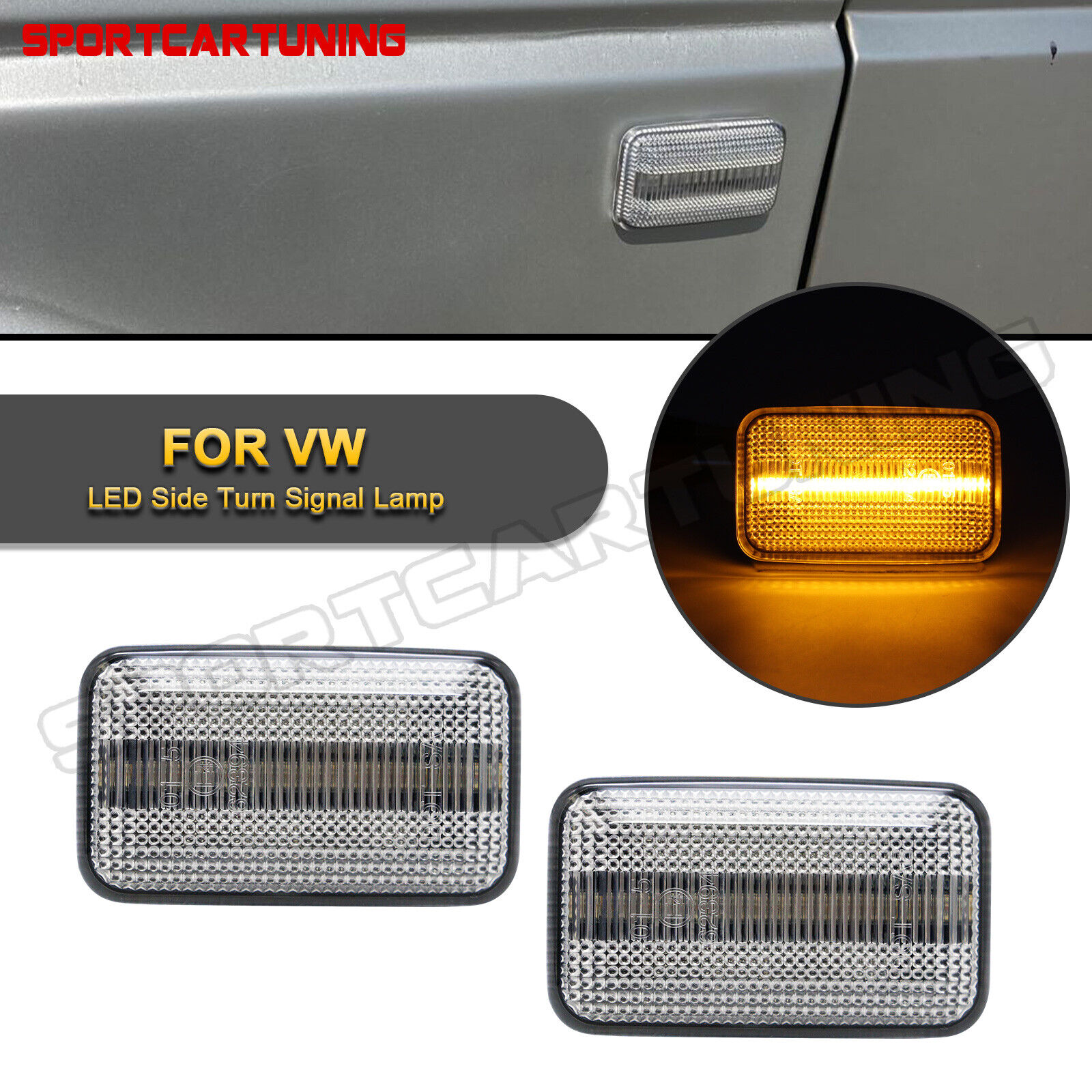 LED Amber Side Marker Lights Blinker For VW Golf Jetta Mk2 Porsche 911 993 968