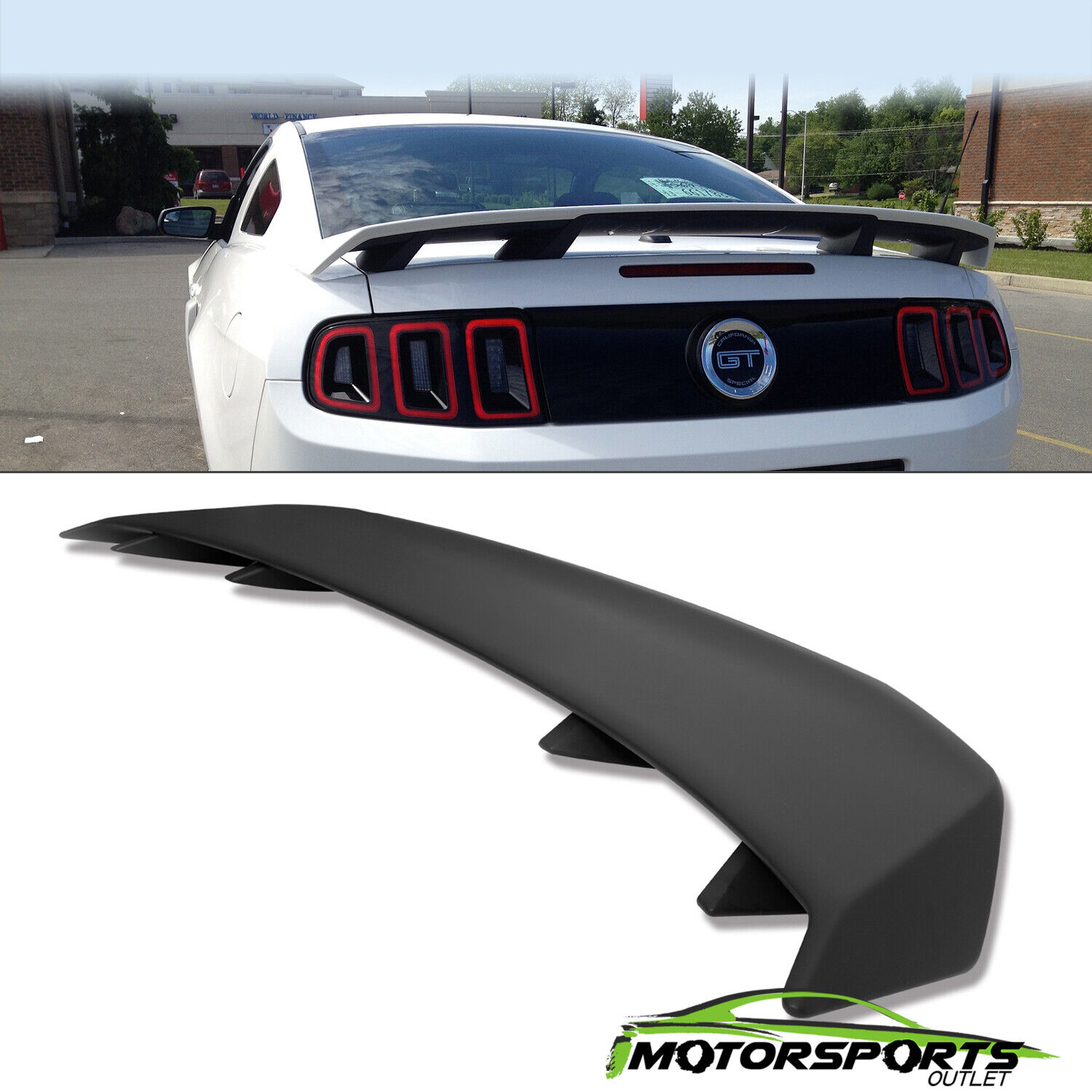 For 2010-2014 Ford Mustang GT 4-Pedestal Rear Trunk Wing Spoiler Lid Matte Black