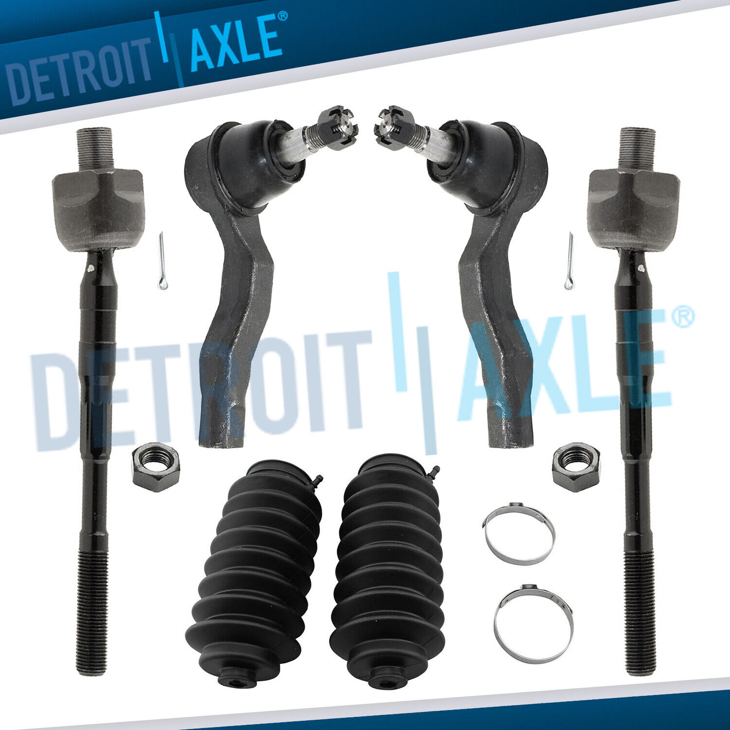 Front Inner & Outer Tie Rods Set w/Steering Boot for 2003-2009 fits Nissan 350Z 
