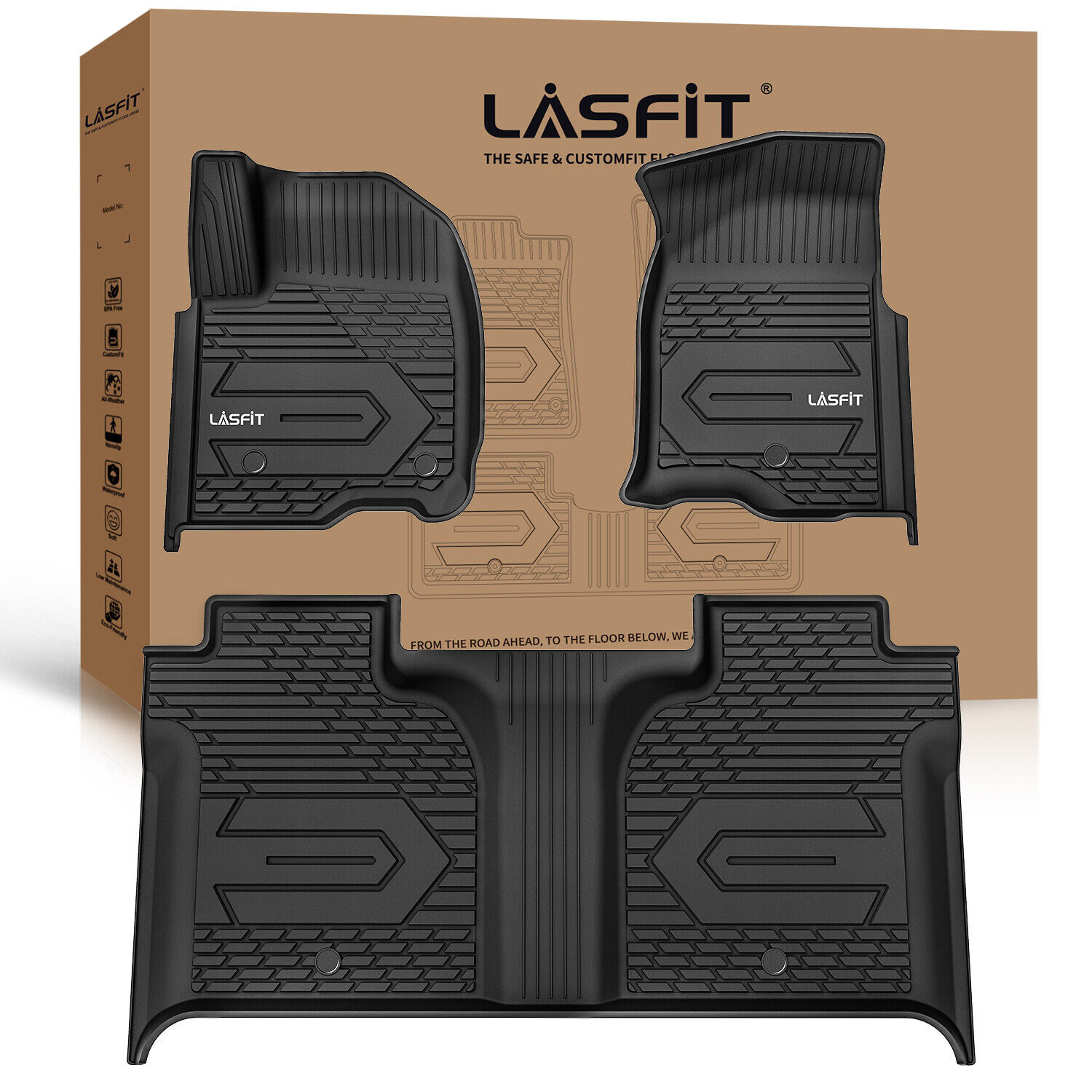Lasfit Floor Mats for 2020-2024 Silverado / Sierra 1500 2500HD 3500HD Full Set