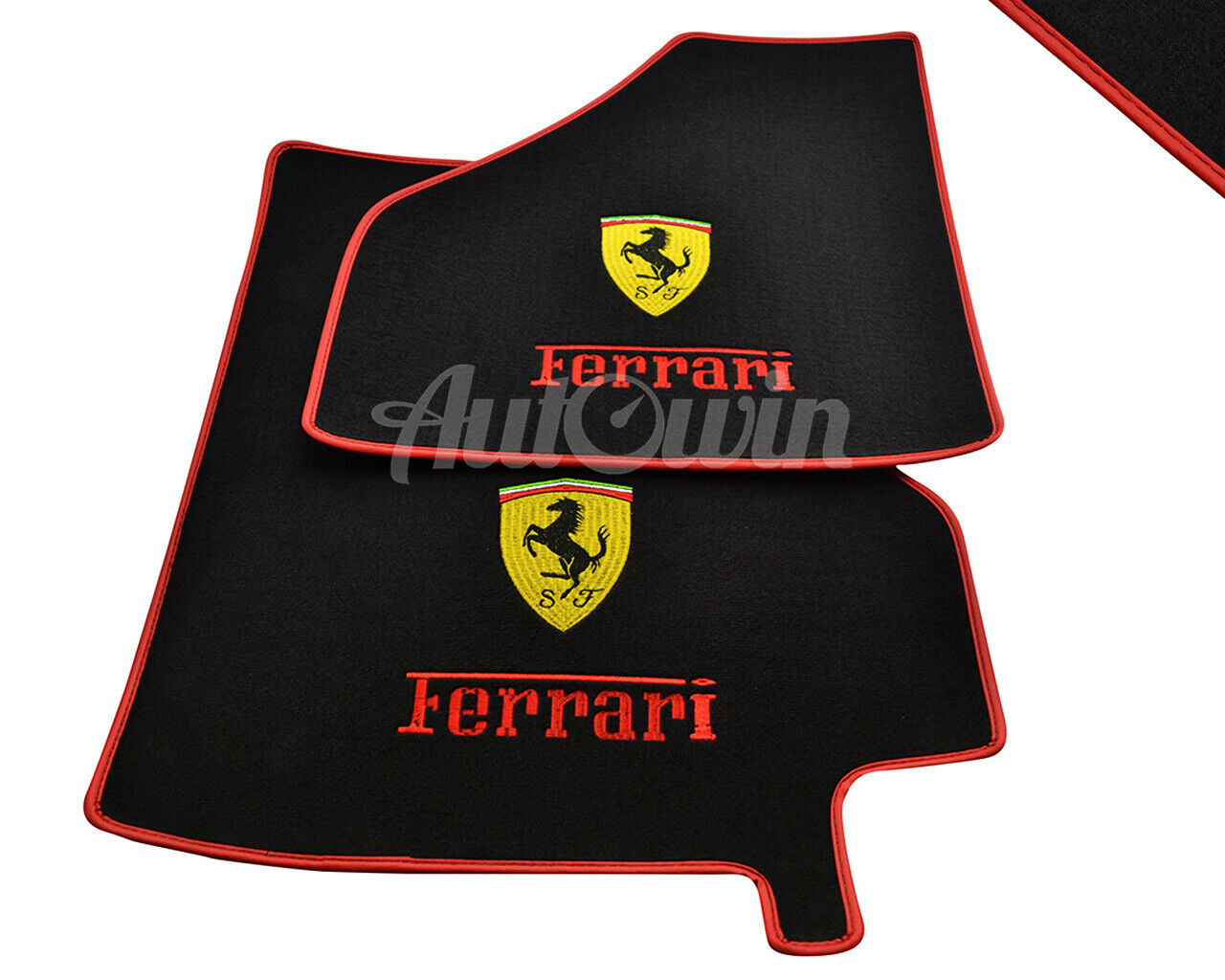 Floor Mats For Ferrari 575 M Maranello 2002-2006 With Red Leather Rounds LHD NEW
