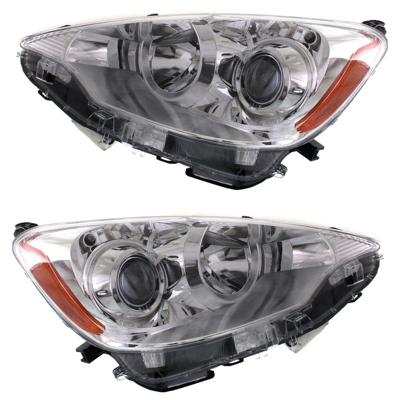 Headlight Assembly Set For 2012 2013 2014 Toyota Prius C Left Right With Bulb