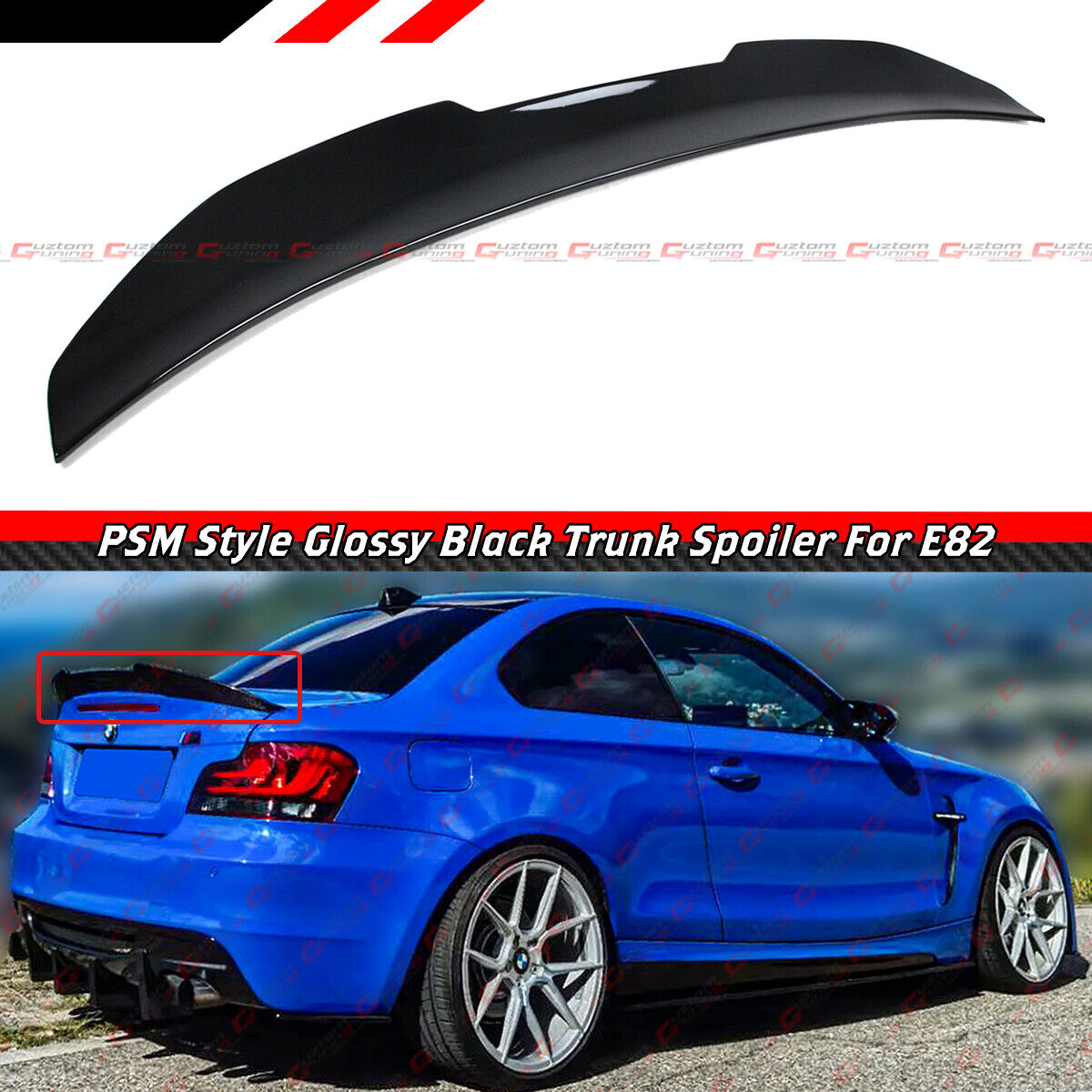 FOR 2007-2013 BMW E82 1 SERIES COUPE PSM STYLE GLOSSY BLACK TRUNK SPOILER WING