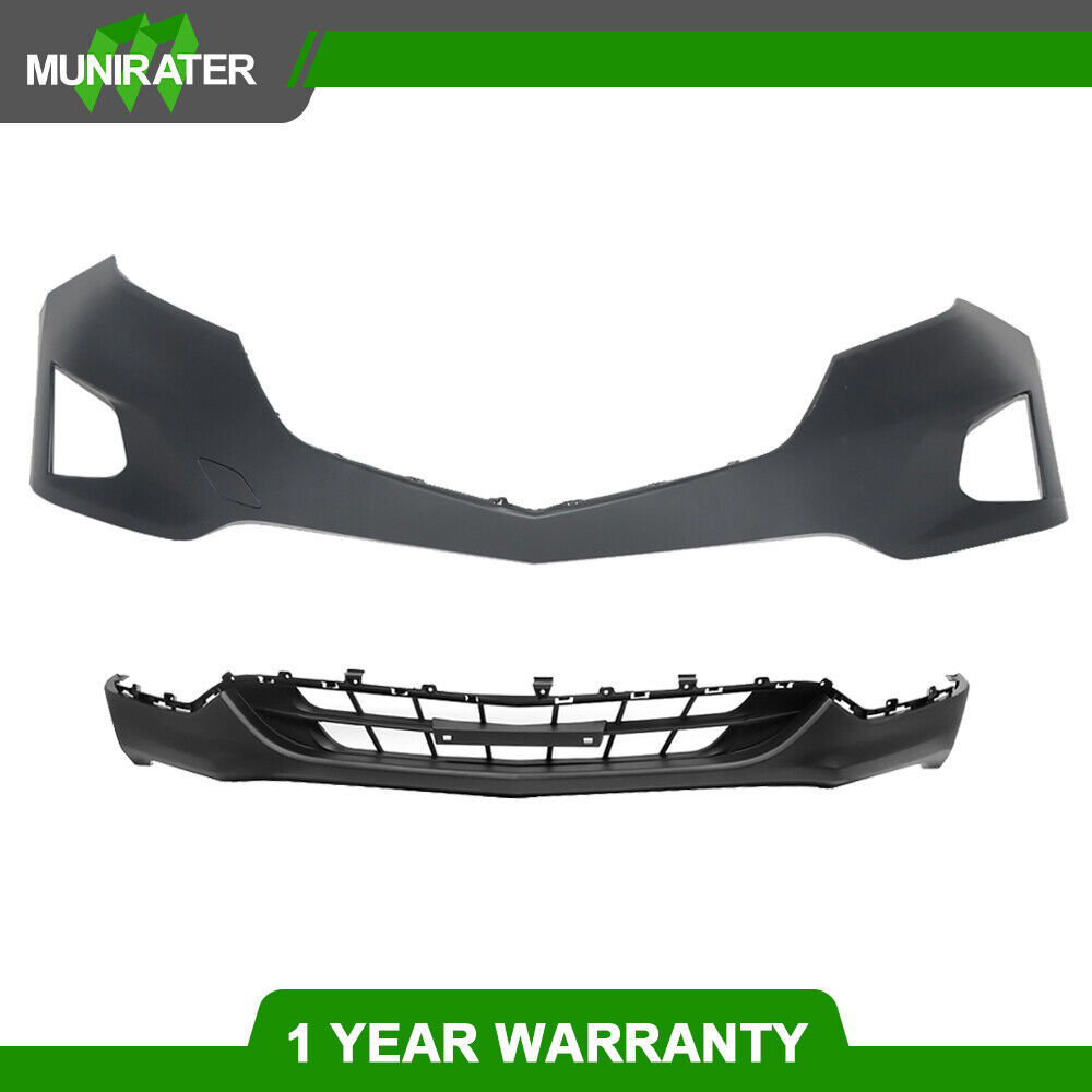 NEW Black Plastic Upper Lower Front bumper Cover For 2018-2019 Chevy Equinox