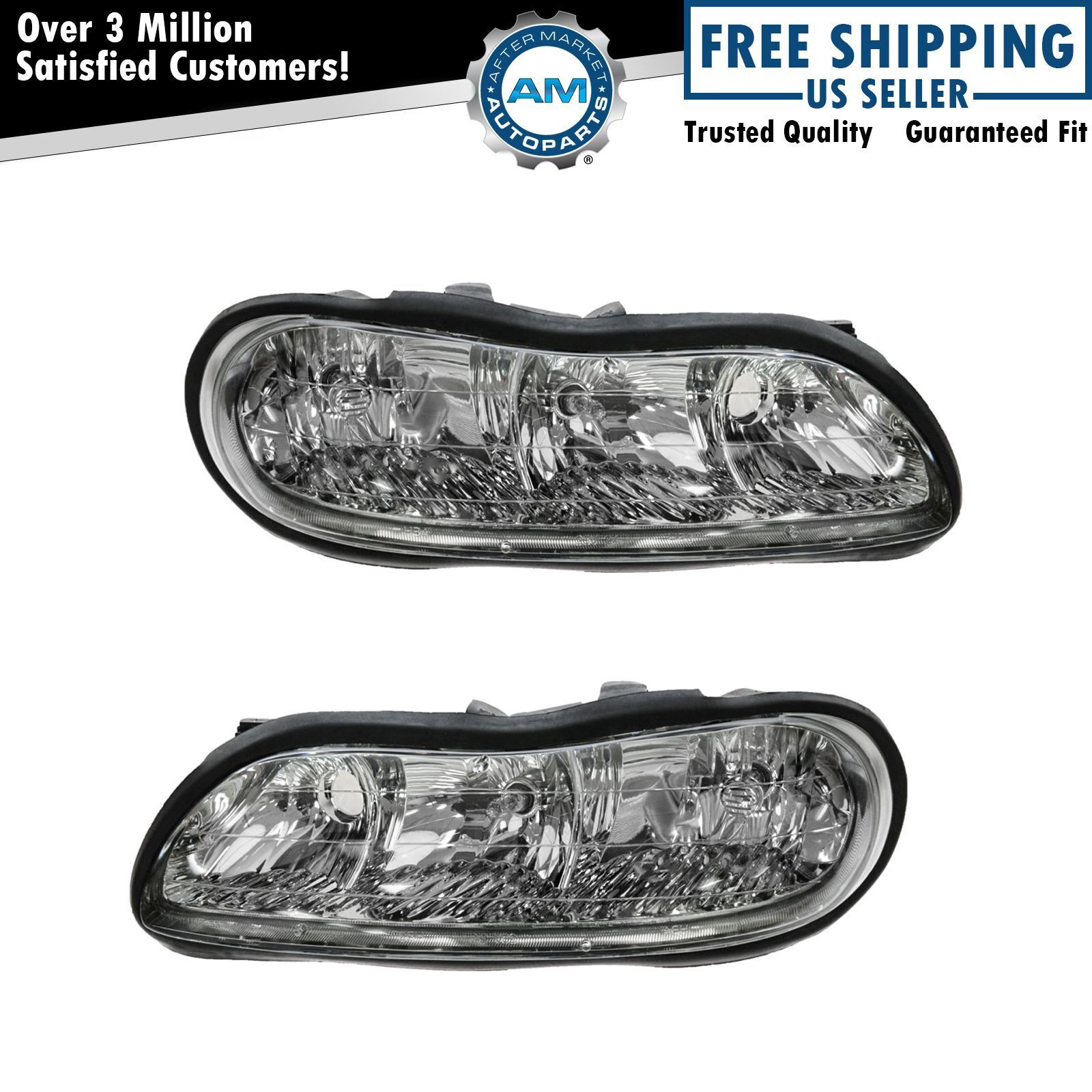 Headlights Headlamps Left & Right Pair Set NEW for Chevy Malibu Olds Cutlass