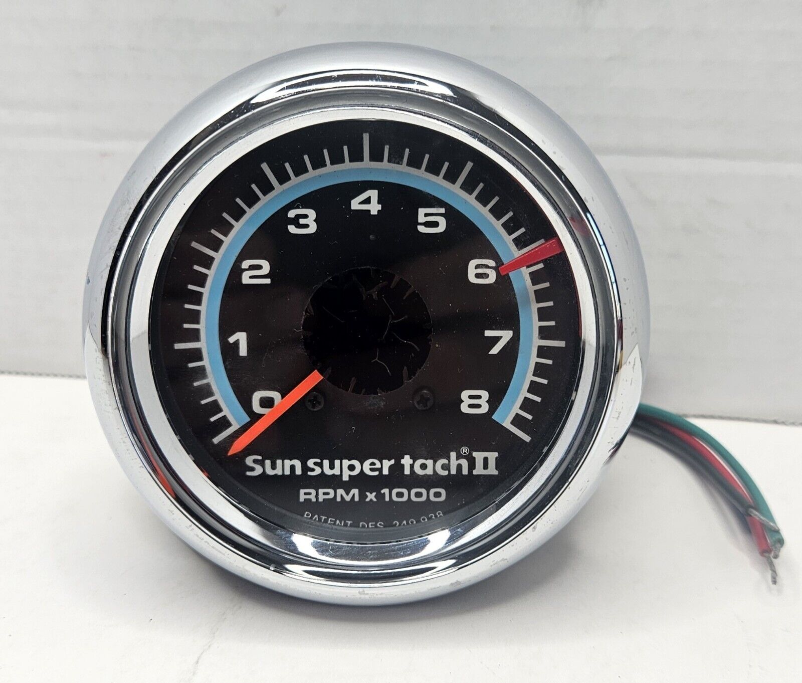 Vintage Sun Super Tach II 8,000 RPM Blueline Tachometer Adjustable Red Line