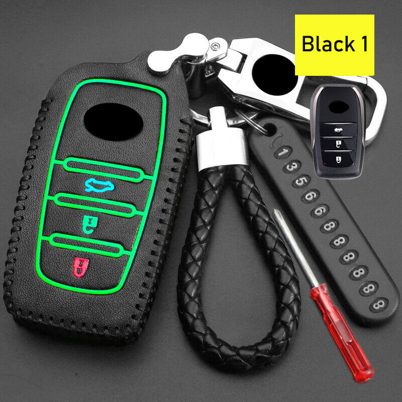 Luminous Leather Remote Key Cover Case Fob Shell For Toyota Camry Land Cruiser