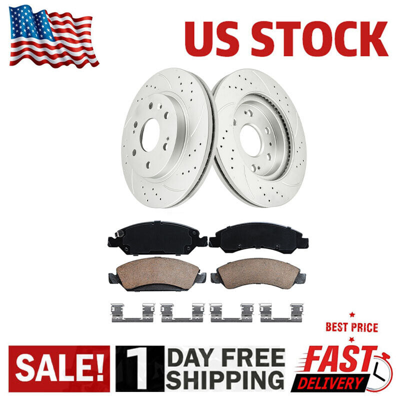 12.99 inch Front Drilled Rotors + Brake Pads for Chevy Silverado GMC Sierra 1500
