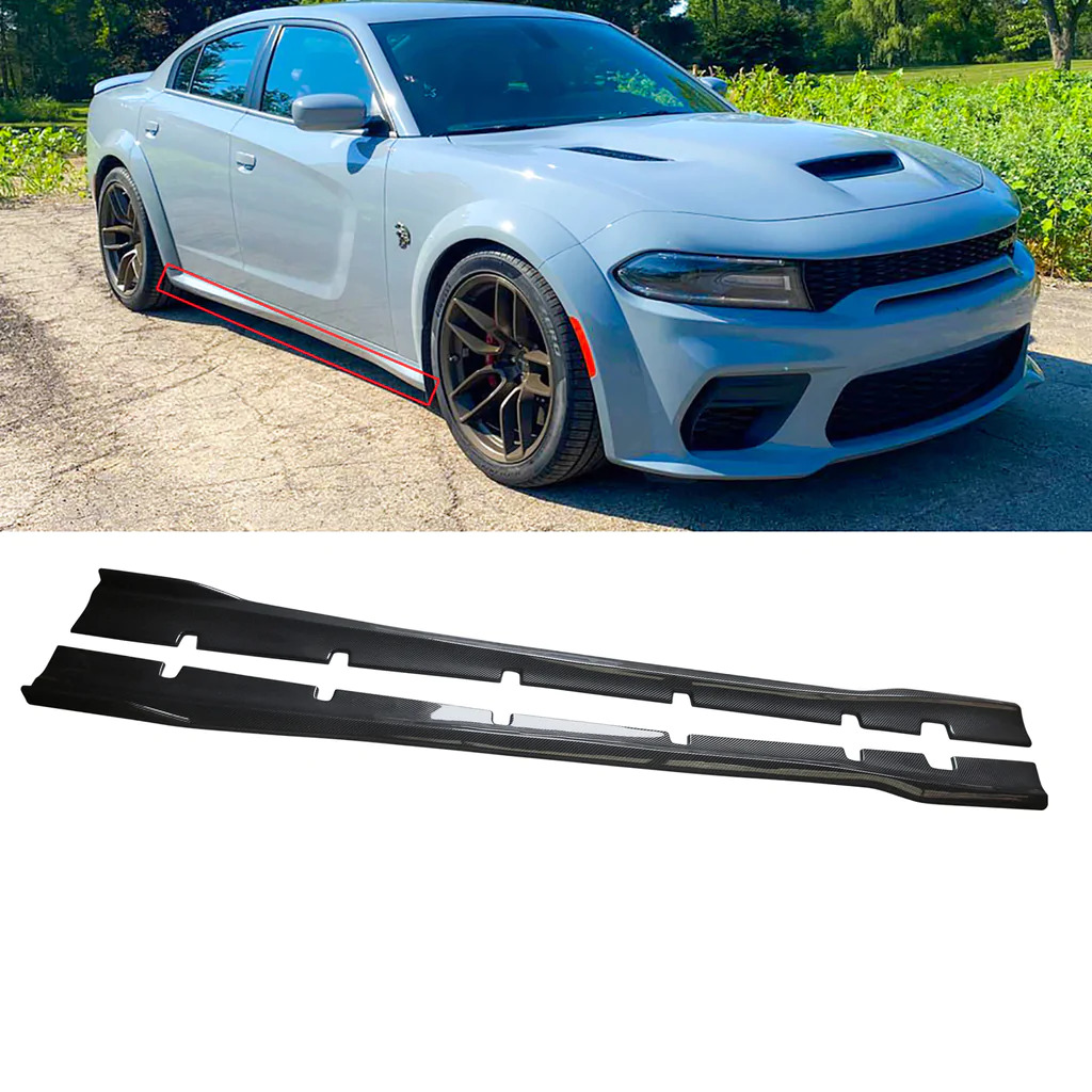 Carbon Fibre Side Skirts Fits for 2020-2023 Dodge Charger Widebody Extension Lip