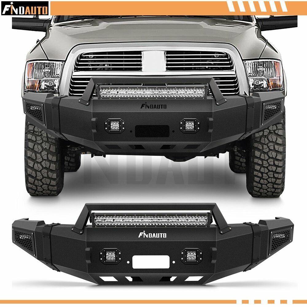 FINDAUTO Front Bumper For 2010-2018 Dodge Ram 2500 3500 w/ D-ring & Winch Plate