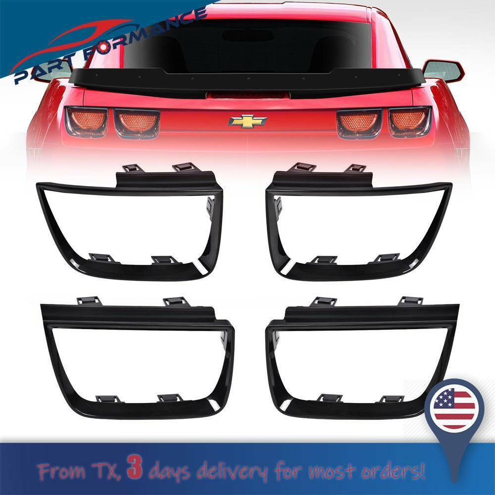 Set of 4 For 10-13 Chevy Camaro LT LS SS Tail Light Glossy Black Bezel Covers