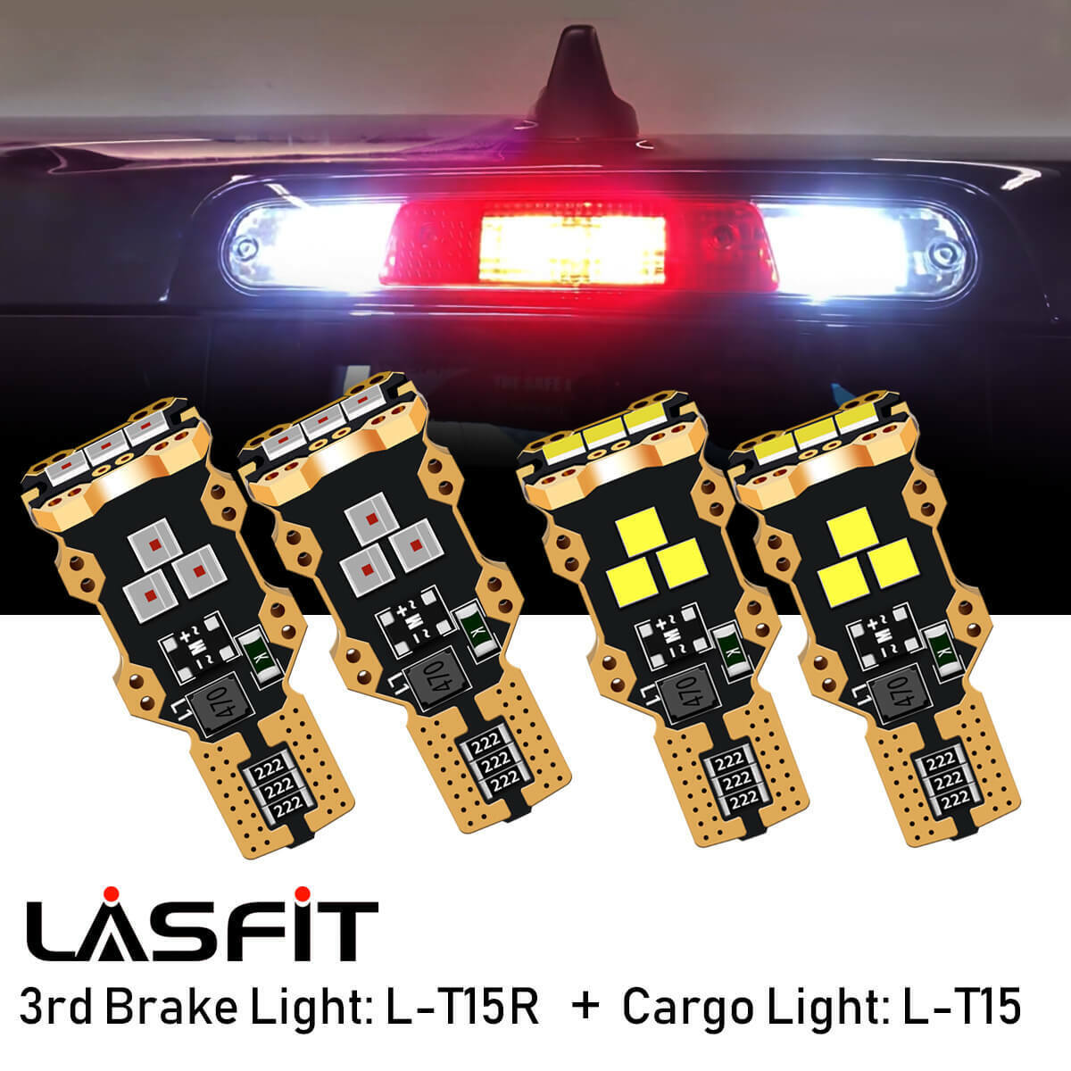 LED White Cargo Truck Light+Red Third Brake Bulbs Combo for Ford F-150 1997-2021