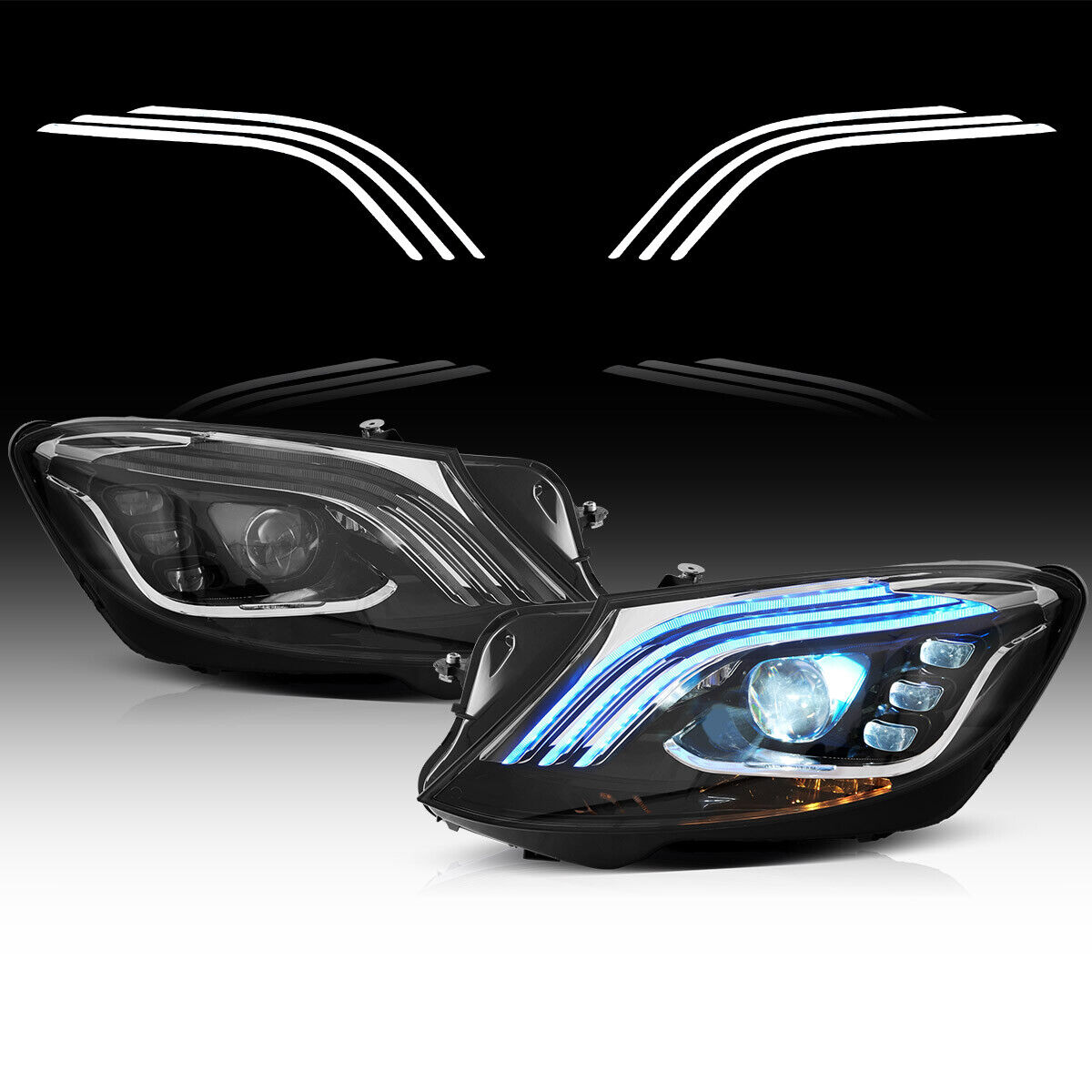 Upgrade 2018+ OE Style FULL LED Headlights DRL For 2014-17 Mercedes Benz S Class