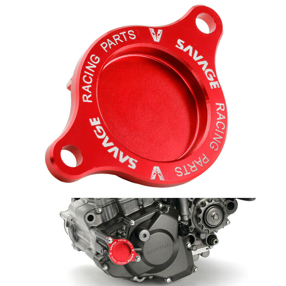 Red CNC Engine Oil Filter Cover Cap For HONDA CRF250R/RX CRF450R CRF450RX/450L