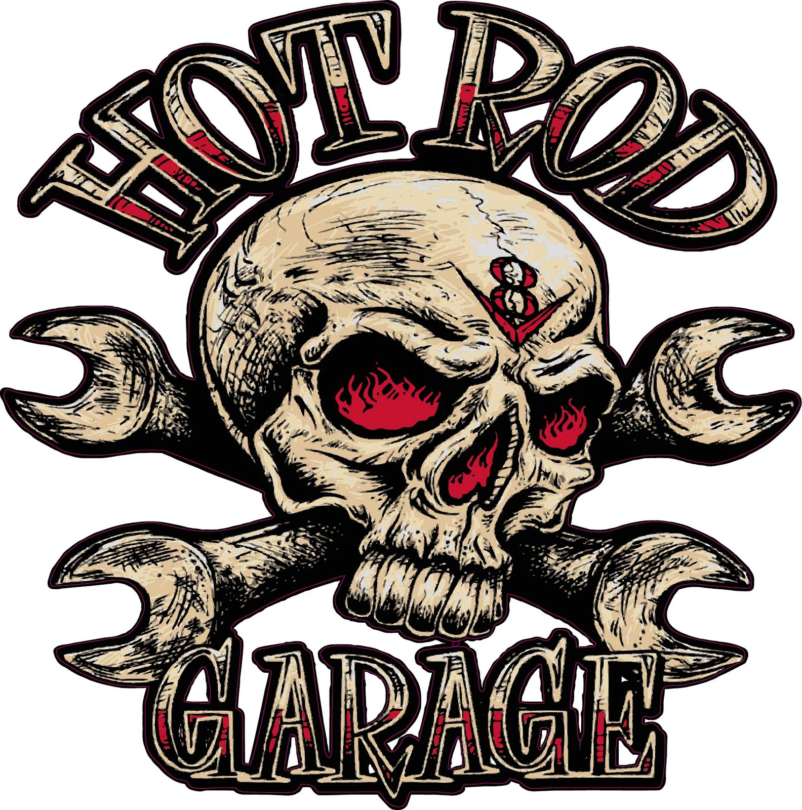 Hot Rod Garage Skull Decal