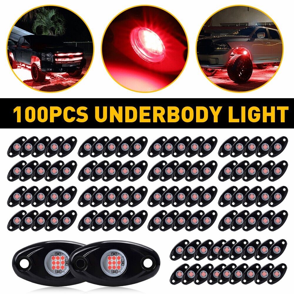 100pc LED Rock Lights Underbody Light 9W For Jeep Offroad Truck ATV UTV Car Boat