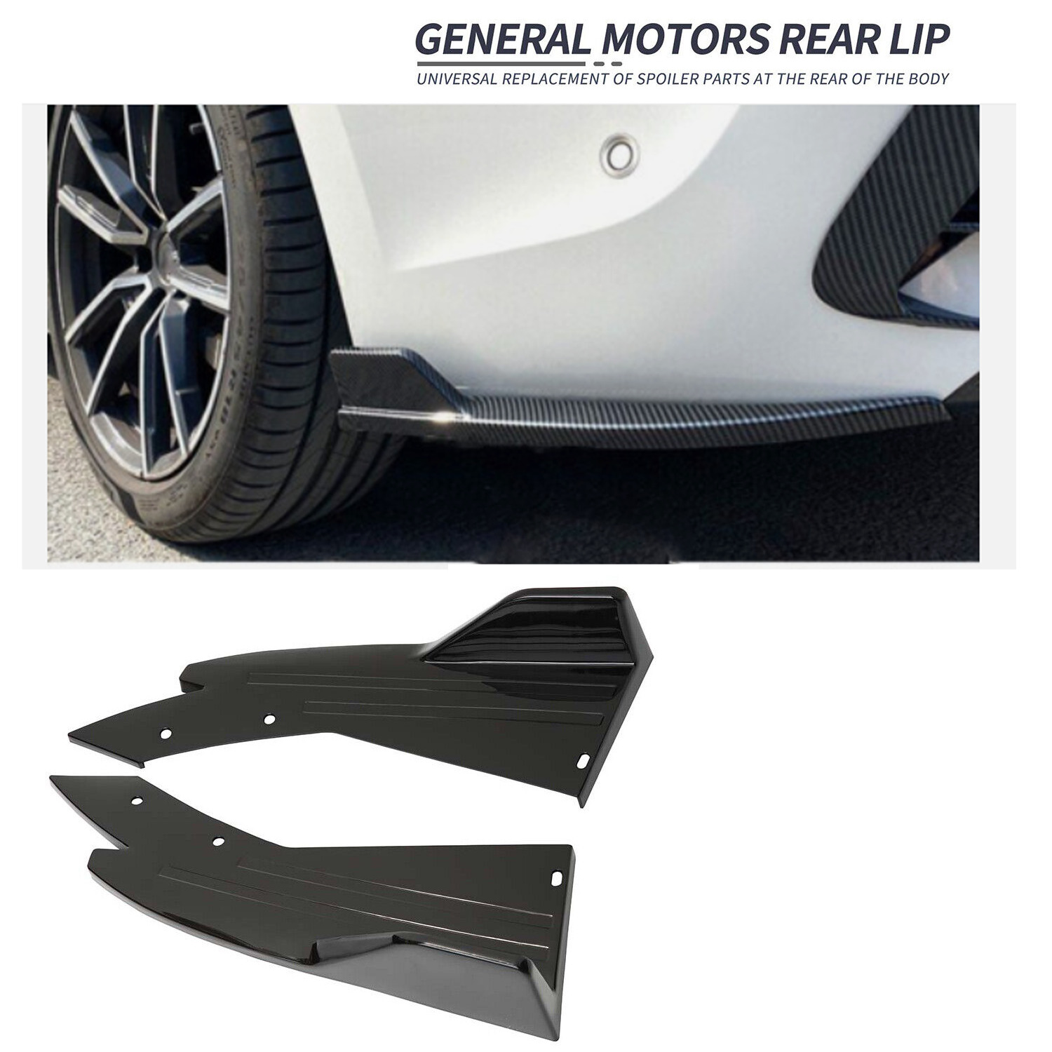 Car Rear Bumper Diffuser Splitter with Shark Fin Shape Side Skirts For Tesla