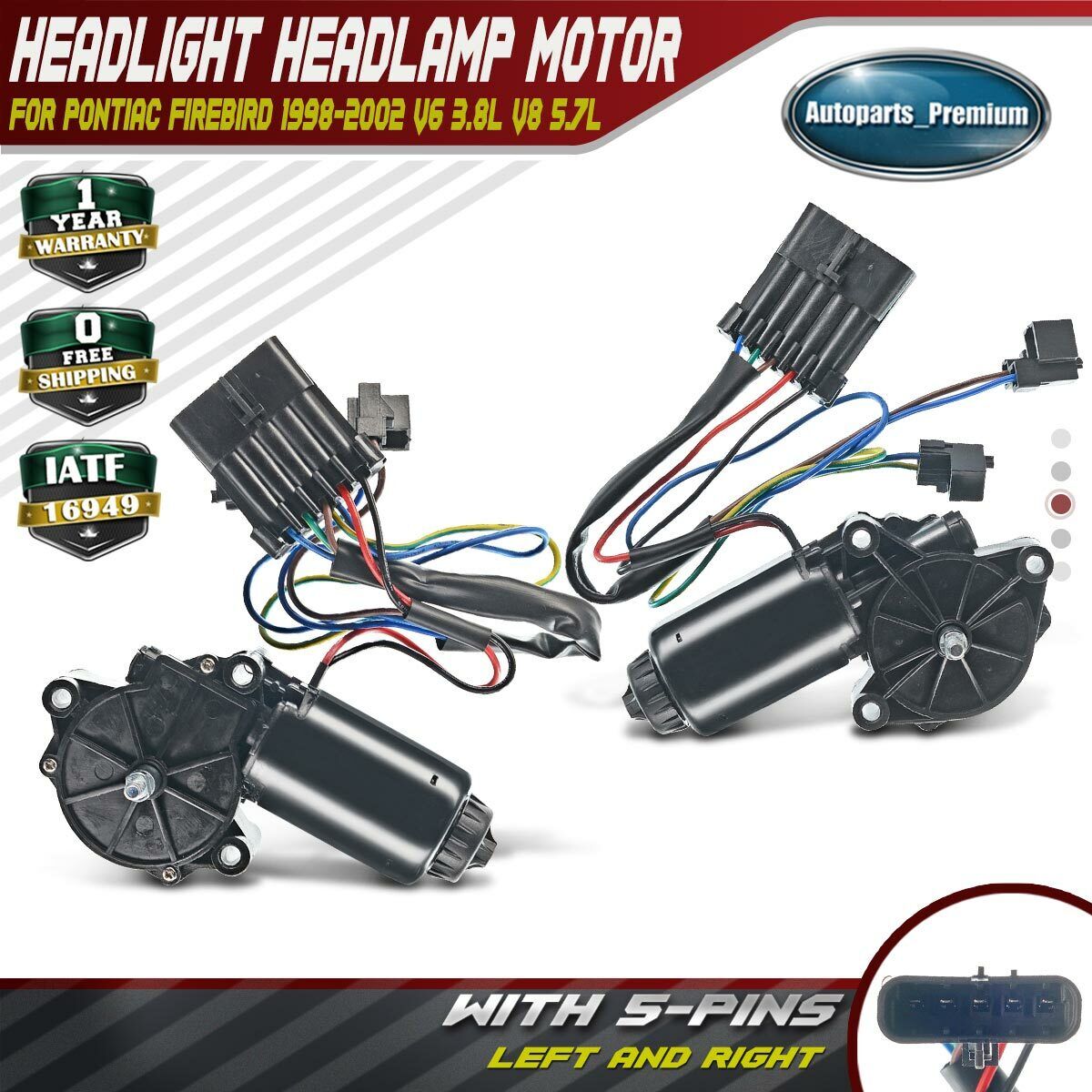 2x Left and Right Headlight Headlamp Motor for Pontiac Firebird 1998-2002 LH RH