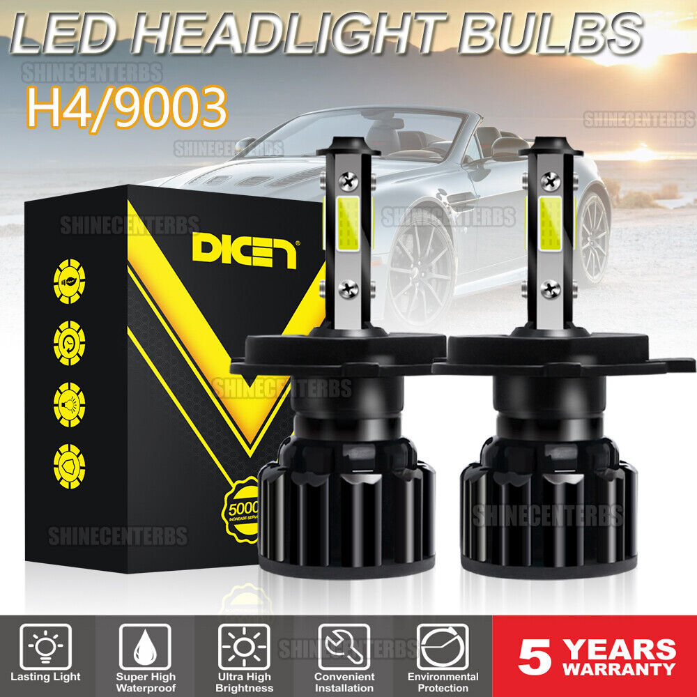 H4 9003 4 Sides LED Headlight Bulbs Conversion Kit High Low Beam 6000K 120W HB2