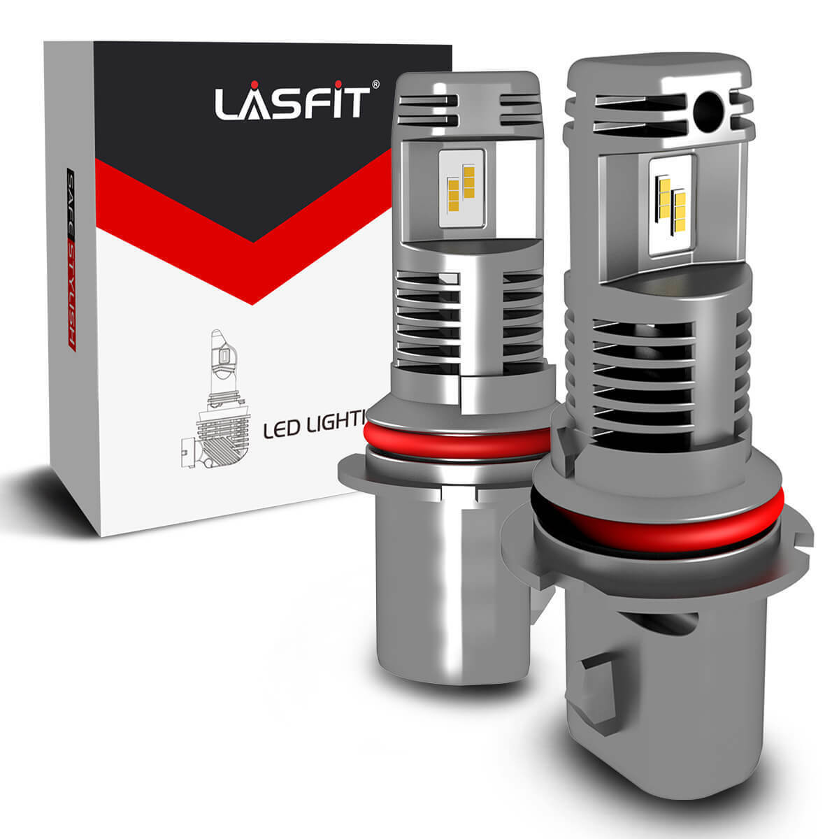 Lasfit 9007 HB5 LED Headlight Bulbs High Low Beam 6000K White Fanless Bright