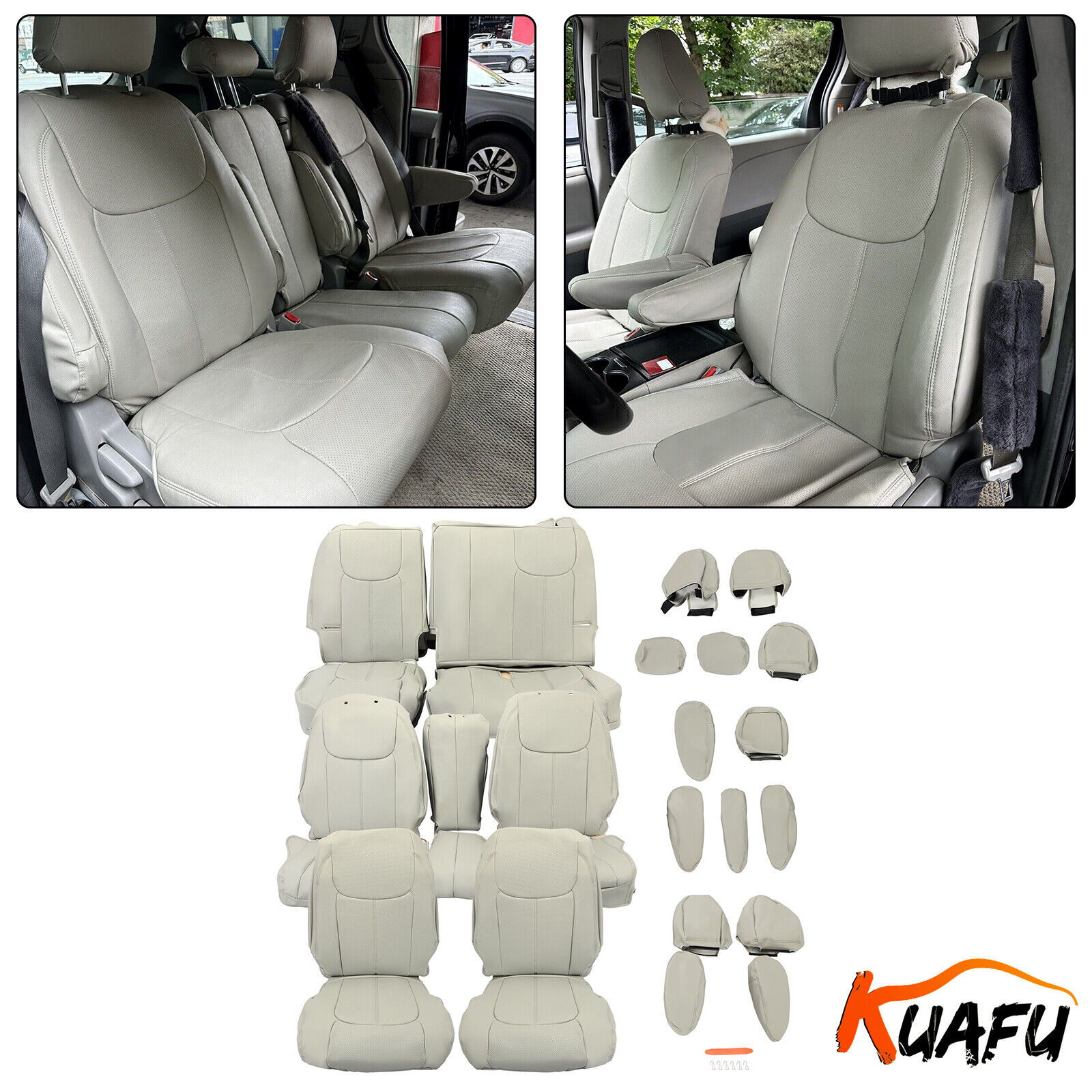 For Toyota Sienna 8 Passenger 2015-2020 Synthetic Leather Complete Seat Covers