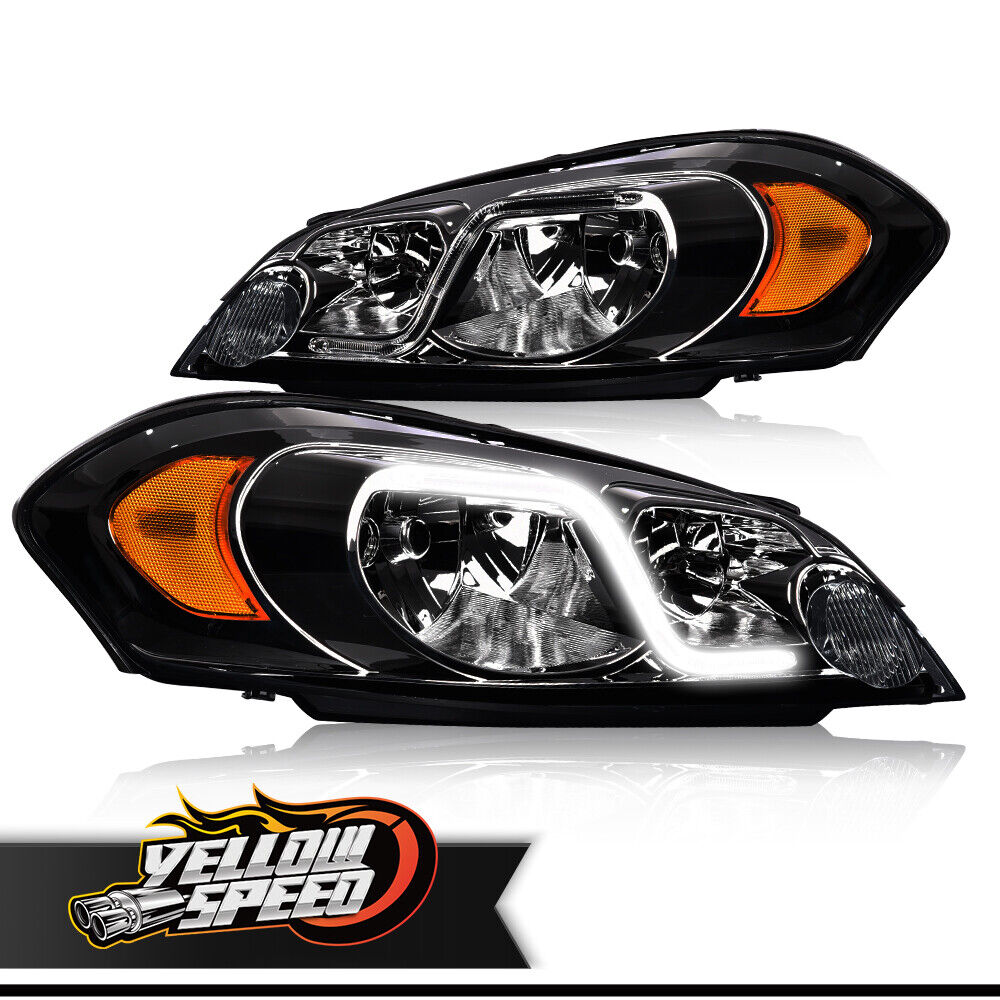 Fit For 2006-2016 Chevy Impala(Limited) Headlight W/LED DRL Smoked Housing