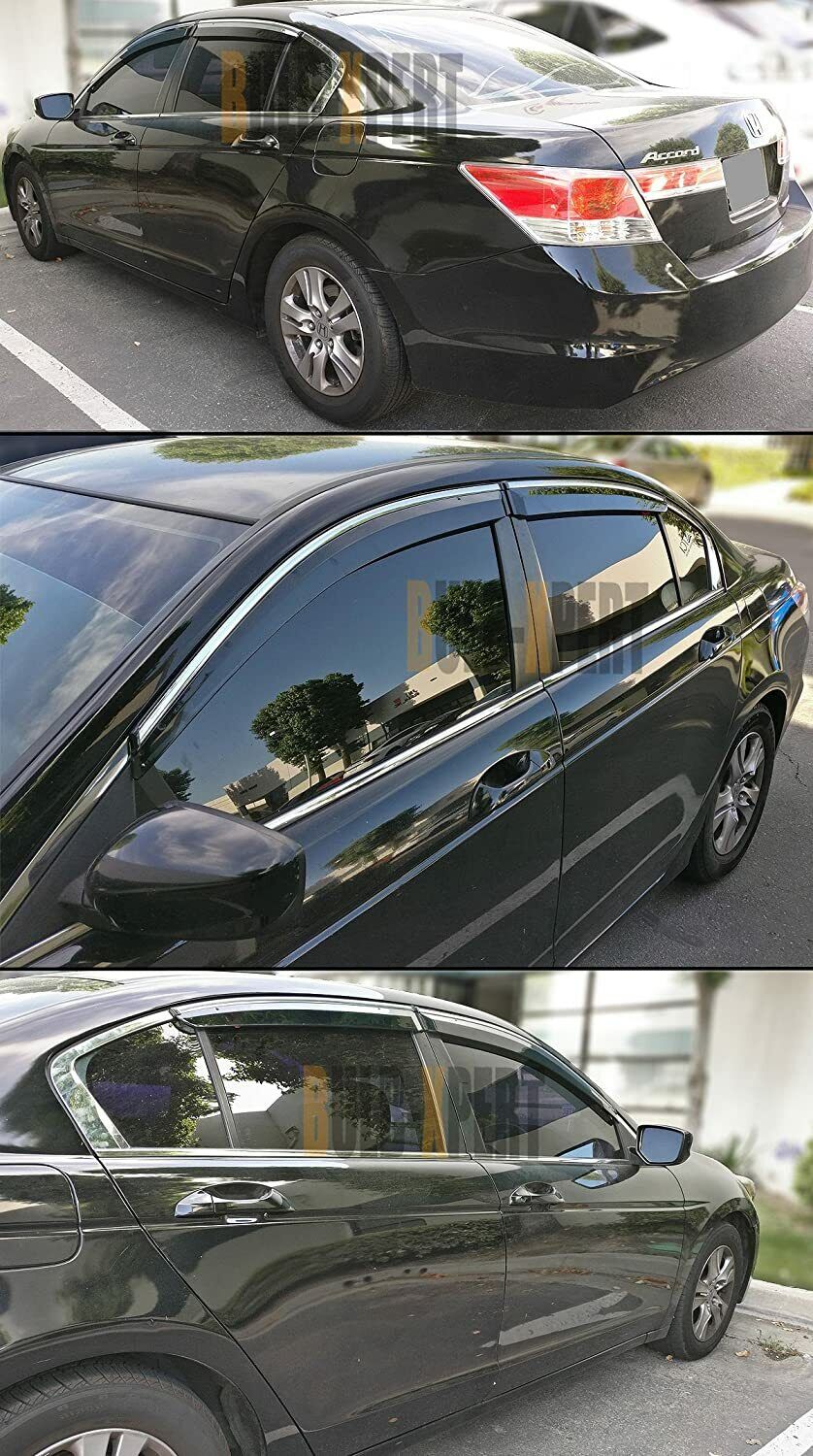 2008-2012 Honda Accord Window Visor Vent Rain Deflector Chrome 1yr WTY US seller