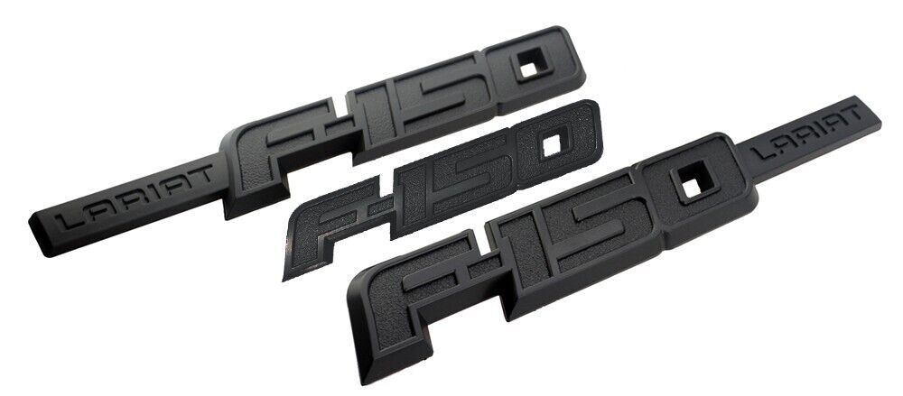 3Pc Fits 09-14 F-1-5-0 Lariat Emblems Side Fender Tailgate Badges 3D Black