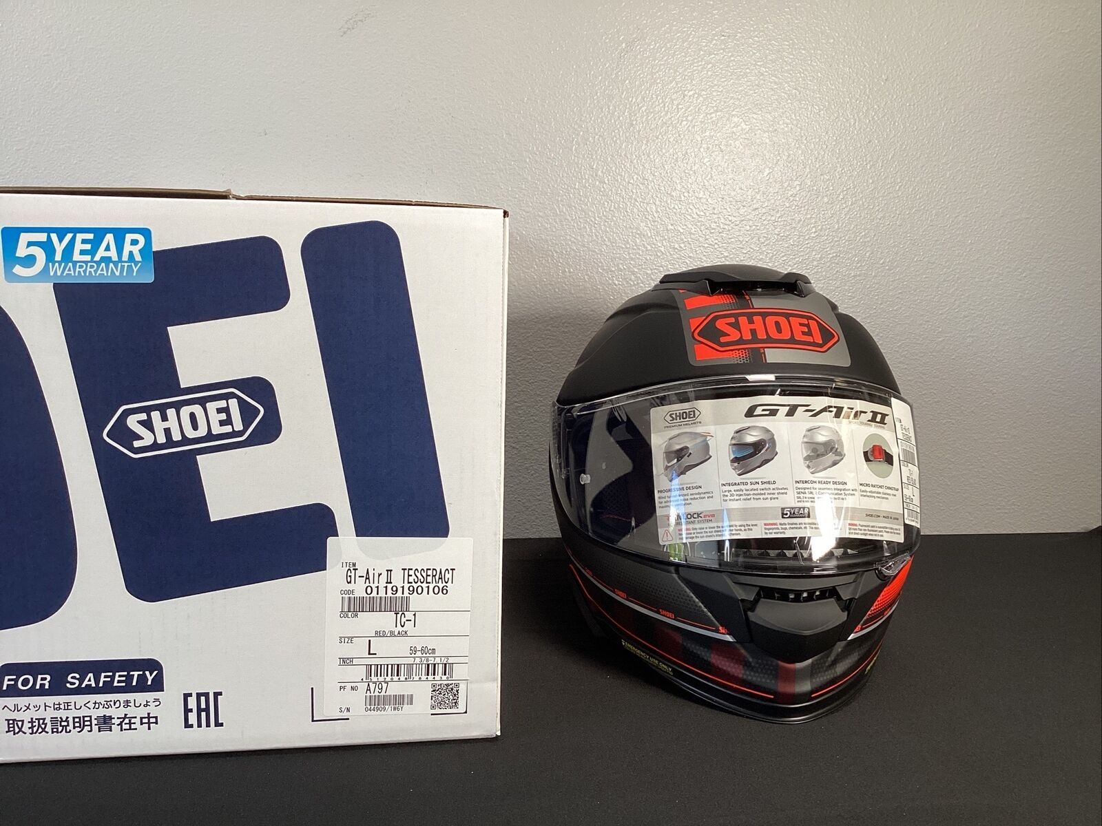 Shoei GT-AIR II Tesseract Motorcycle Full Face Street Road Helmet Open Box Large