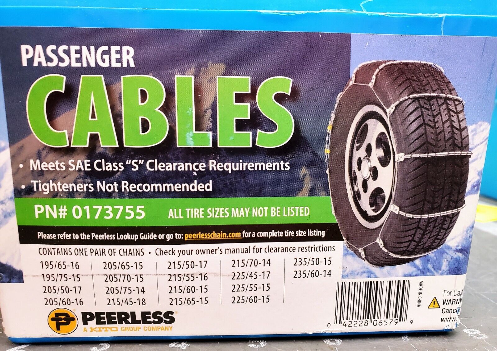 1 Pair Peerless Chain Passenger Ca Tire Cables 0172955 14.75\