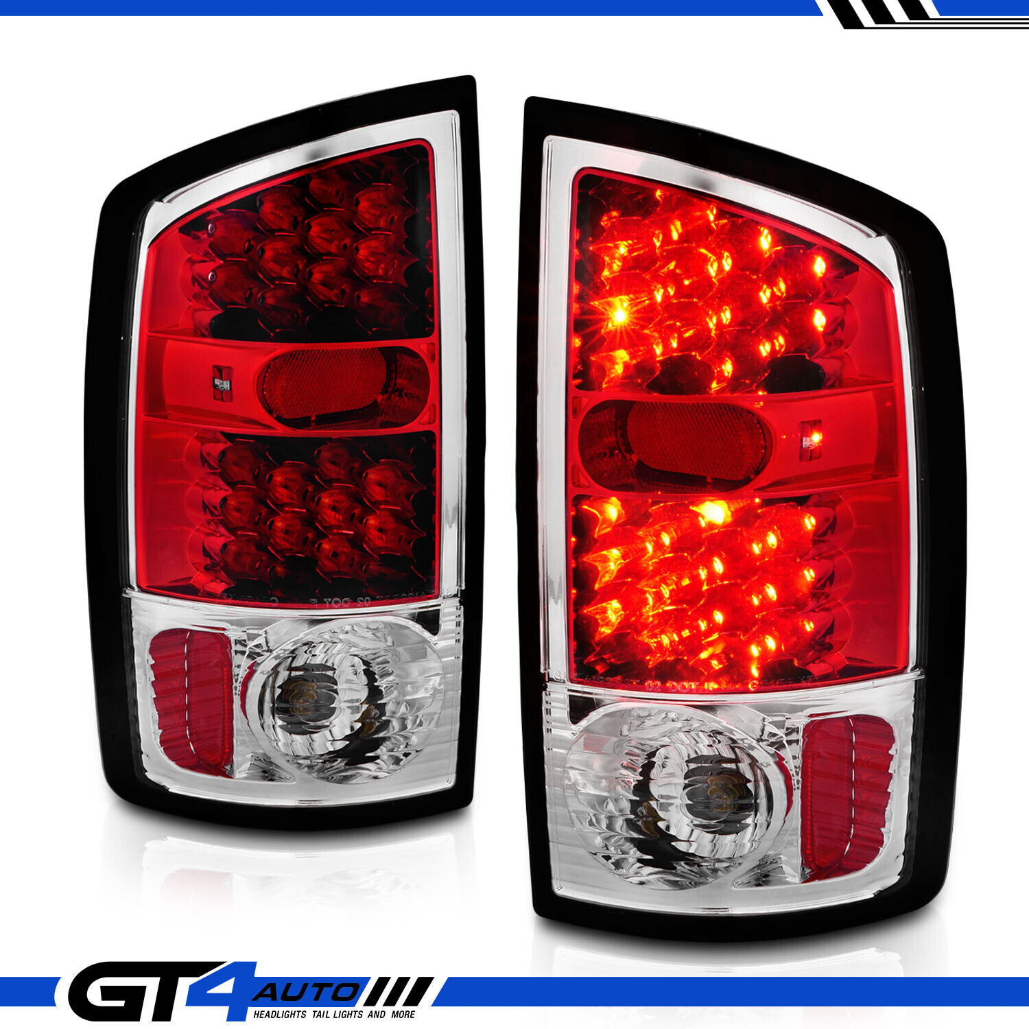 Fit 02-06 Dodge Ram 1500 2500 3500 Red LED Replacement Brake Tail Light L+R Set