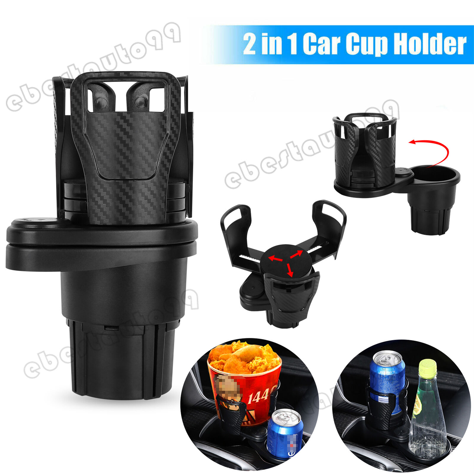 Car Cup Holder Expander Adapter 2 in 1 Multifunctional Cup Mount Extender Bottle