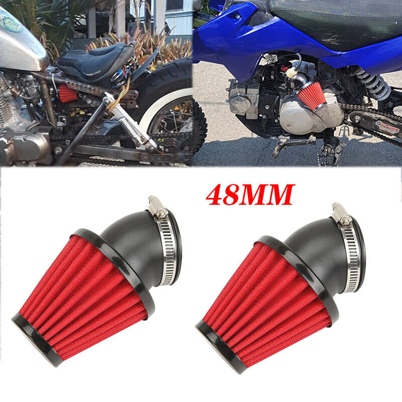 2x 48mm Air Filter Pod 45 Angled For 150cc-250cc Motorcycle Scooter ATV Dirt