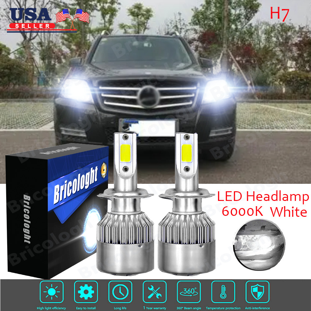 2pcs Luces Fuertes Para Auto Coche Luz Carro H7 LED Headlight Blanco High/Low