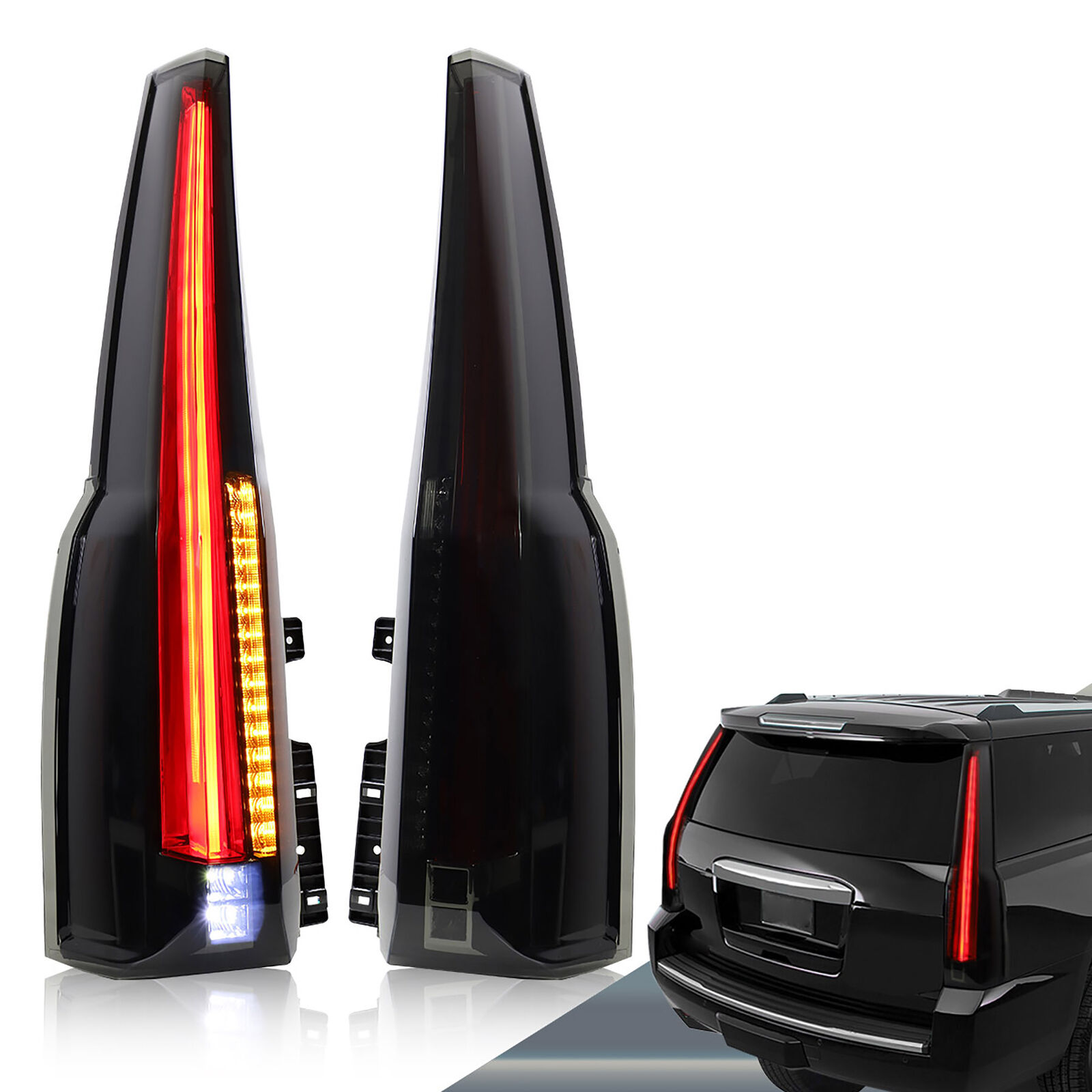 Pair Smoked LED Tail Lights For 2015-2020 GMC Yukon Cadillac Escalade  Rear Lamp