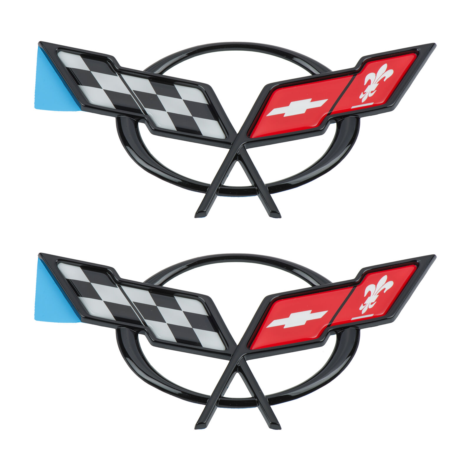 OEM NEW Front & Rear Crossed Flags Emblem Badge Set 97-04 Chevrolet Corvette