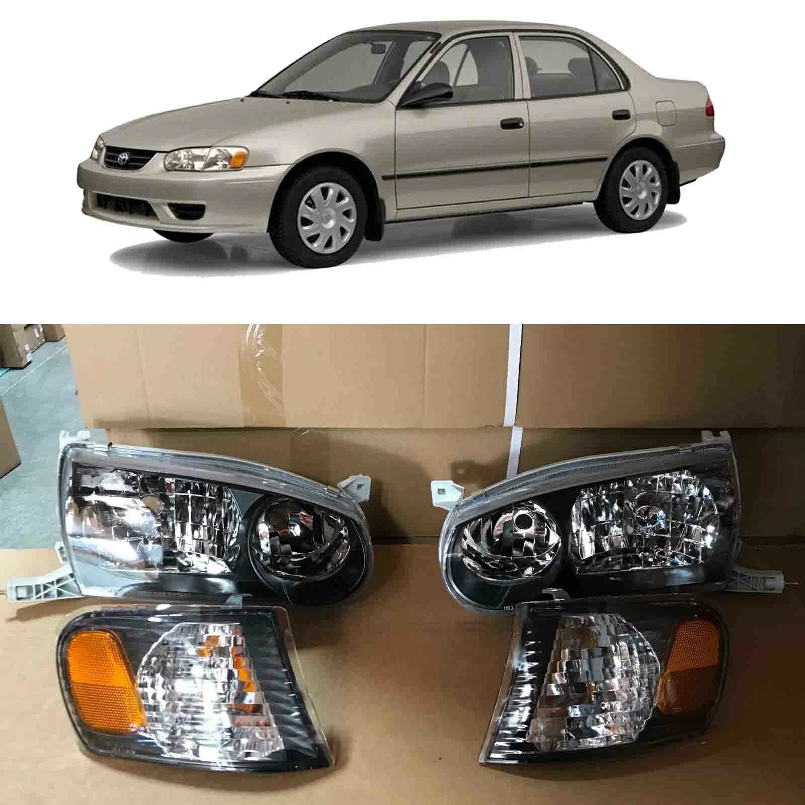JDM Black Headlights for 2001 2002 Toyota Corolla Corner Signal Lamps 01 02