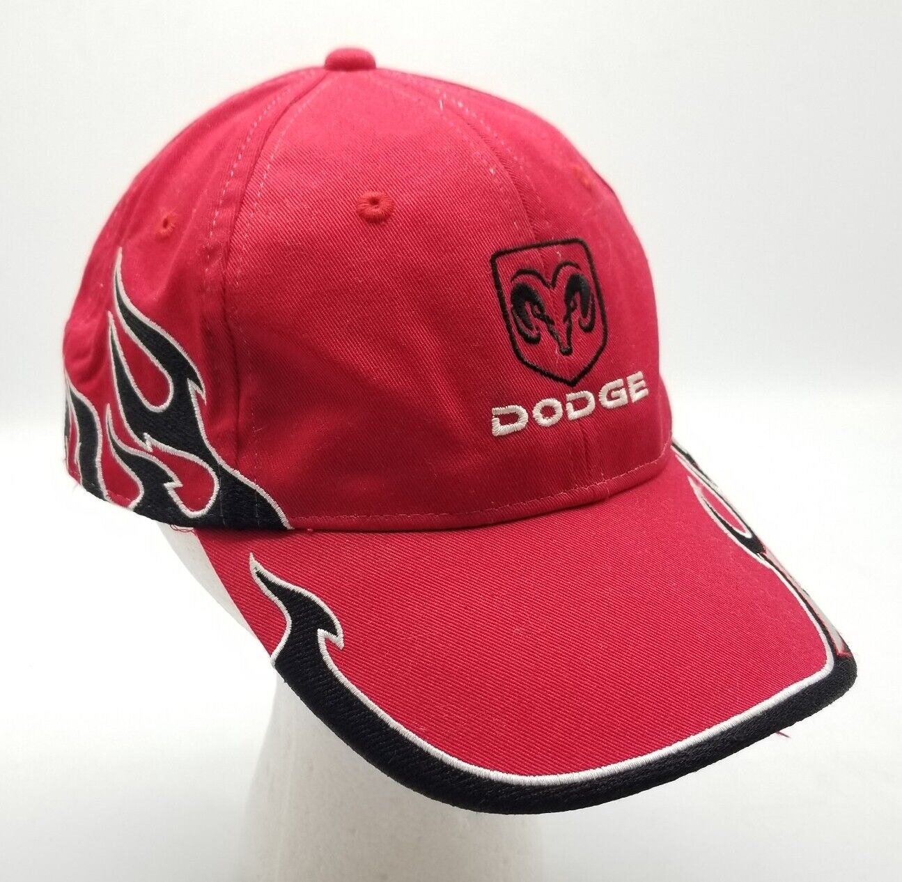 Dodge Motor Company Official Brand Red Flames Adjustable Hat New with Small Rip