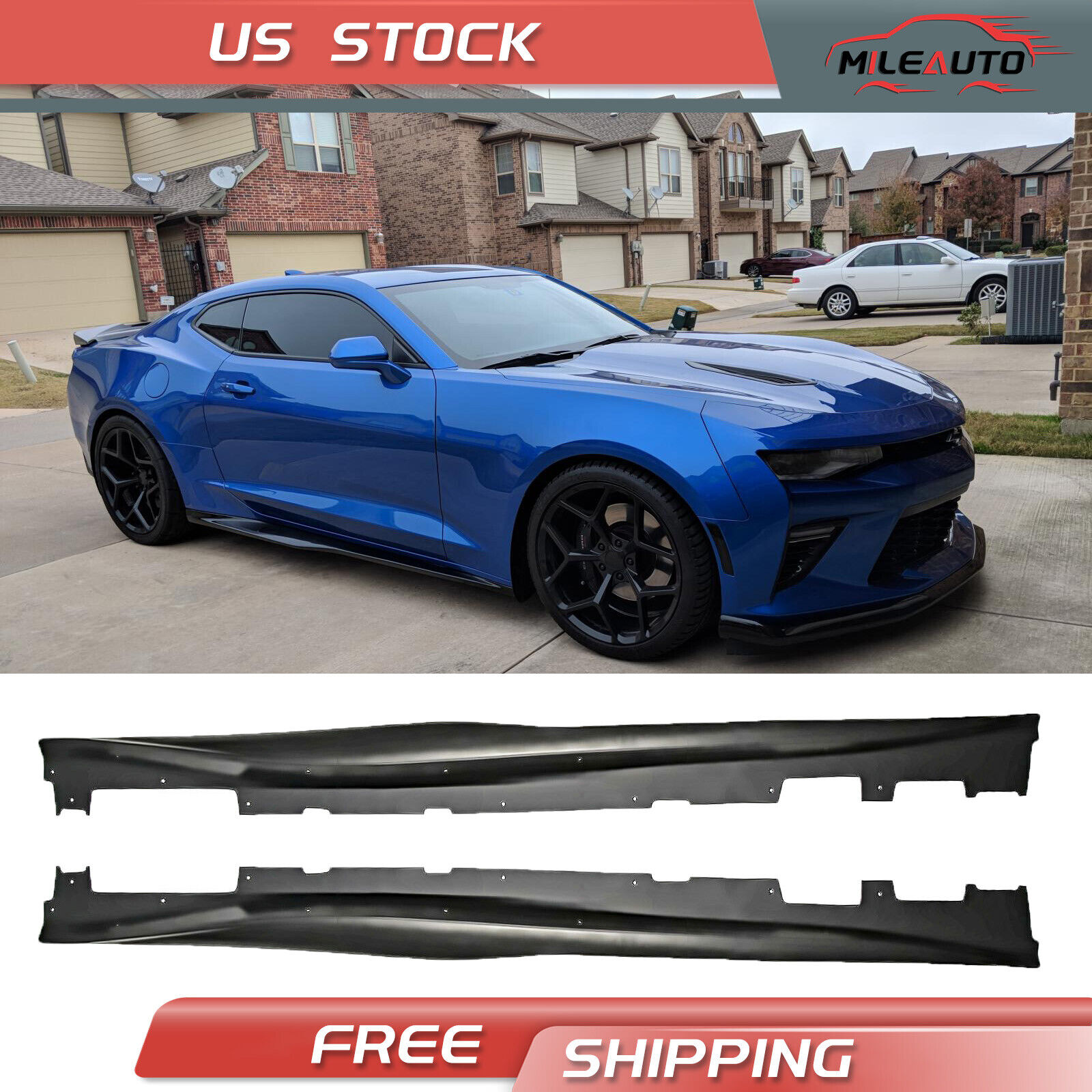 ZL1 Style Side Skirts For 2016-2020 Chevy Camaro SS RS LT  Extension Black