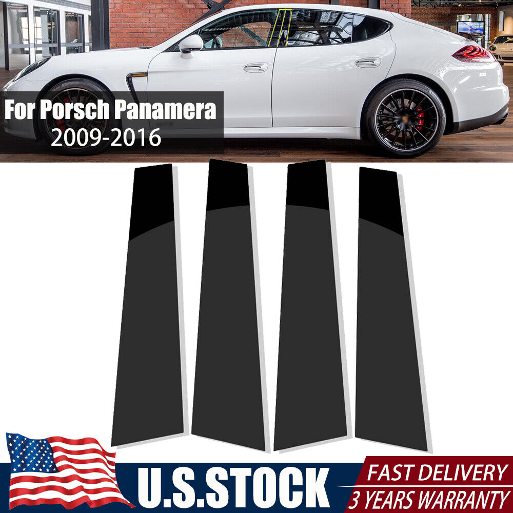 4pc Glossy Black Pillar Posts Door Trim For Porsche Panamera 2009-2016 US Stock