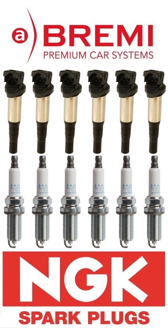 Six Bremi Ignition Coils w/NGK Spark Plugs BMW OE #\'s: 12138616153 / 12122158253