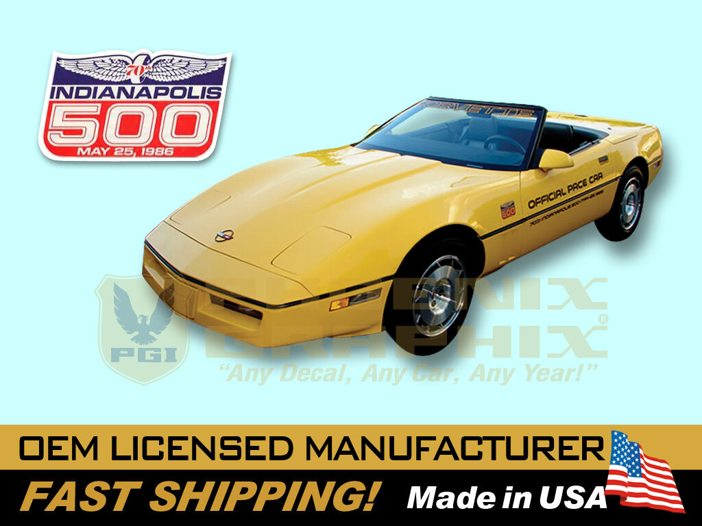 1986 Chevrolet Corvette Indy 500 Pace Car Door Decals Stripes Kit Complete