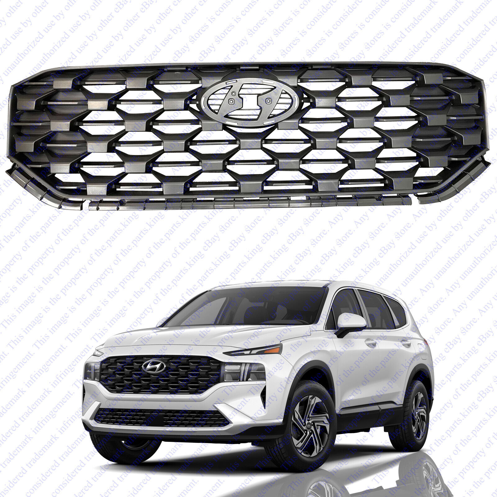 For 2021 2022 Hyundai Santa Fe Front Upper Grille Grill 1pc