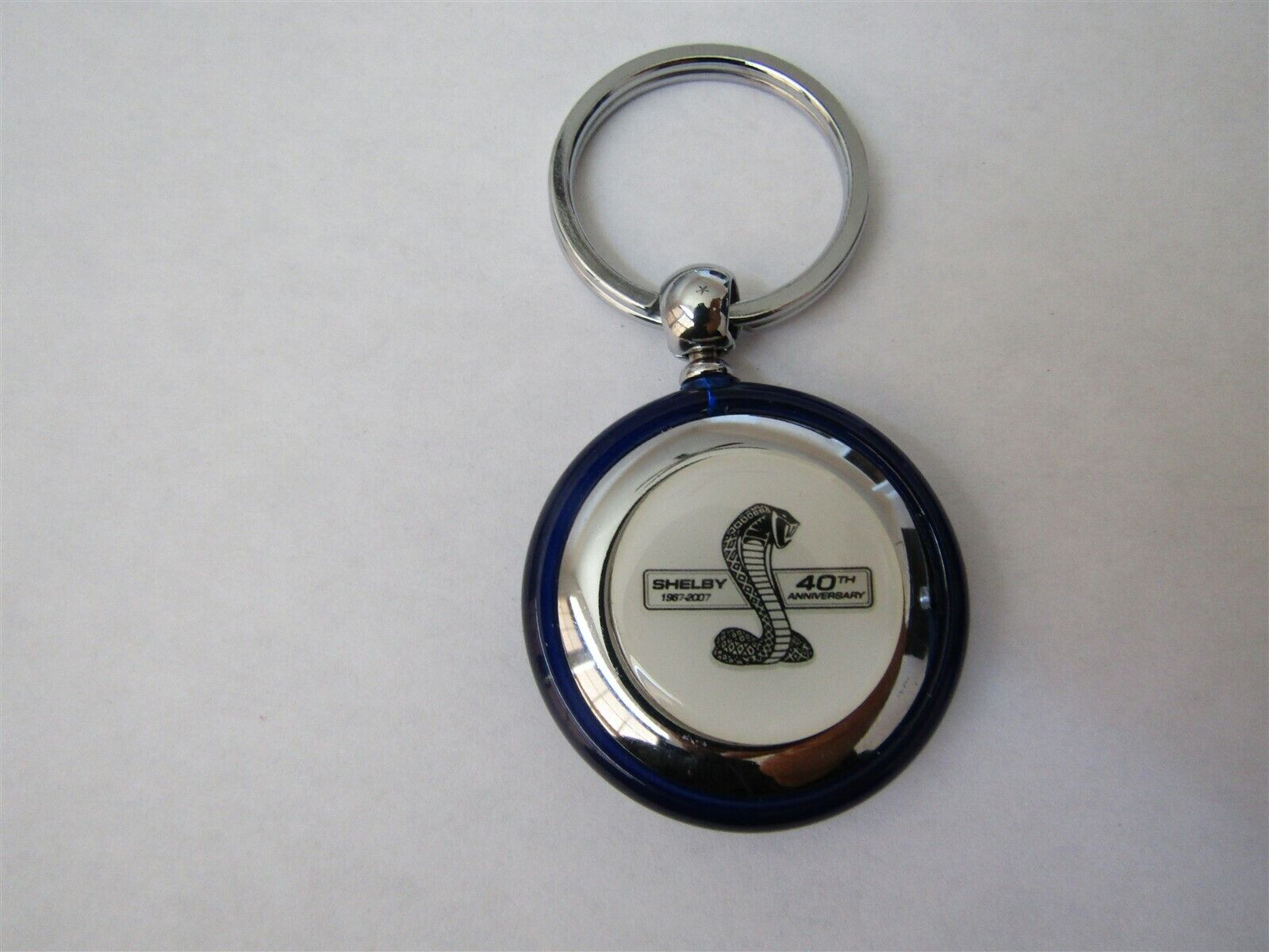 2007 SHELBY MUSTANG GT500 GT-500 40TH ANNIVERSARY KEYCHAIN KEYRING BLUE ROUND