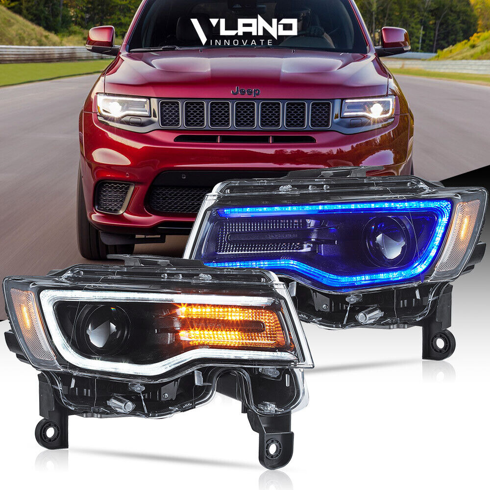 VLAND FULL LED Headlight FOR 2014-2022 Jeep Grand Cherokee W/Sequential&BULE DRL