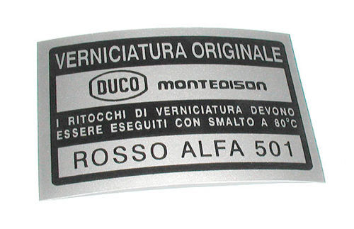 Alfa Romeo Spider Duetto Giulia GTV *PAINT CODE DECAL*